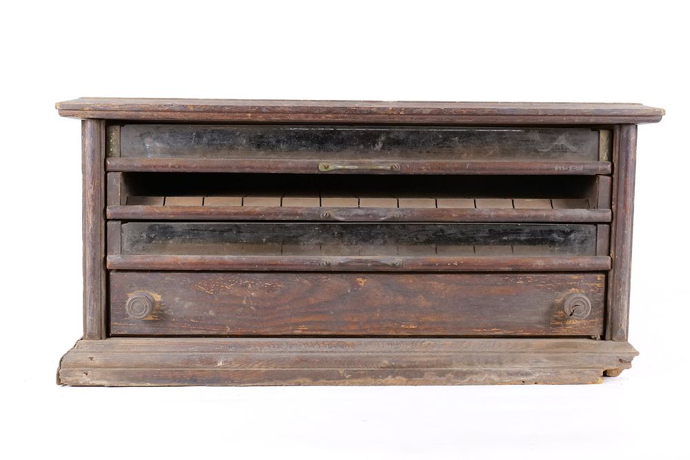 Lot 173: Antique Corticelli Silk Spool Cabinet