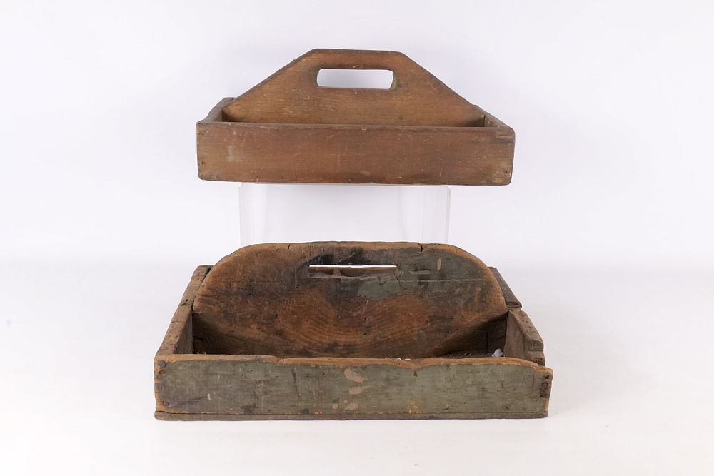 Lot 180: Two Antique Wooden Tool Caddies