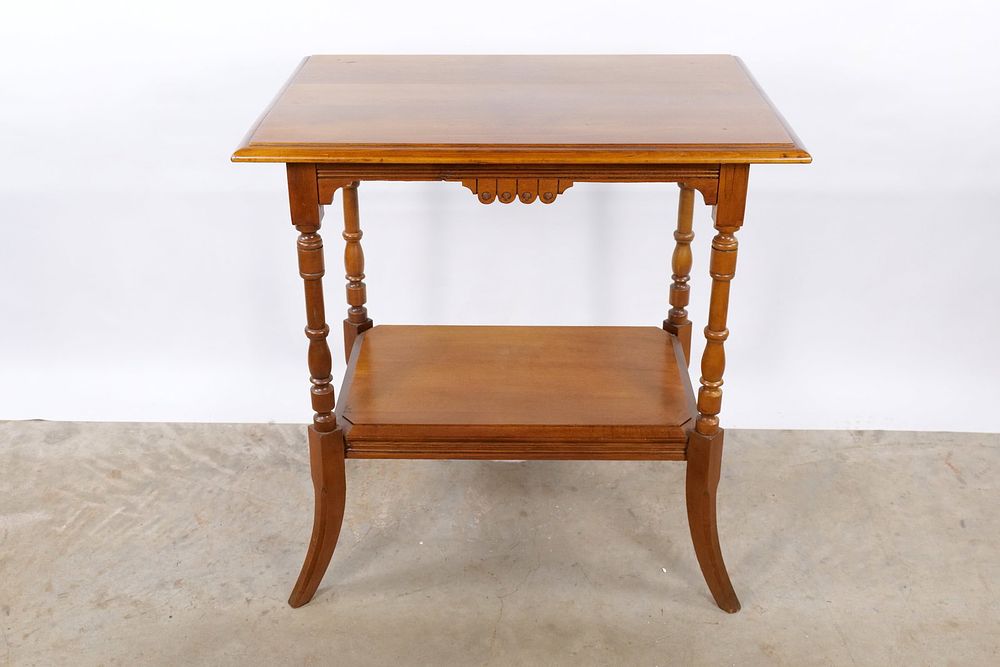 Lot 212: Vintage Two-Tier Wood Side Table