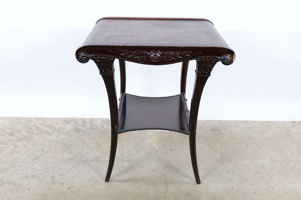Lot 215: Vintage Mahogany Regency Style Side Table - Leather Top