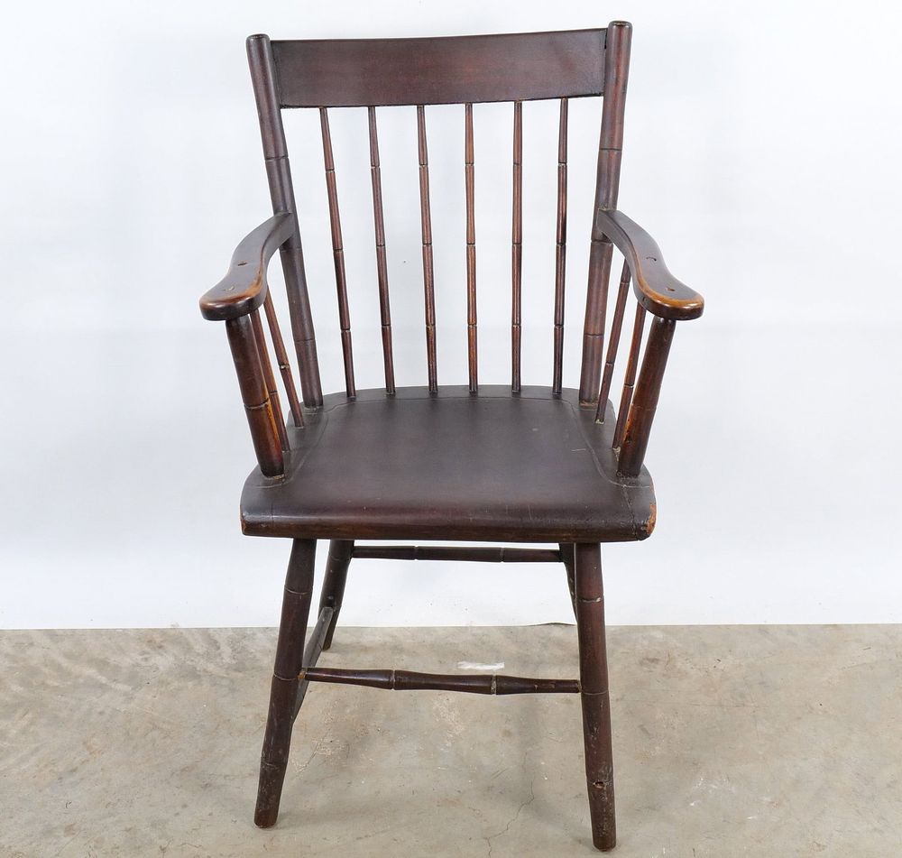 Lot 220: Vintage Spindle Back Captain's Armchair