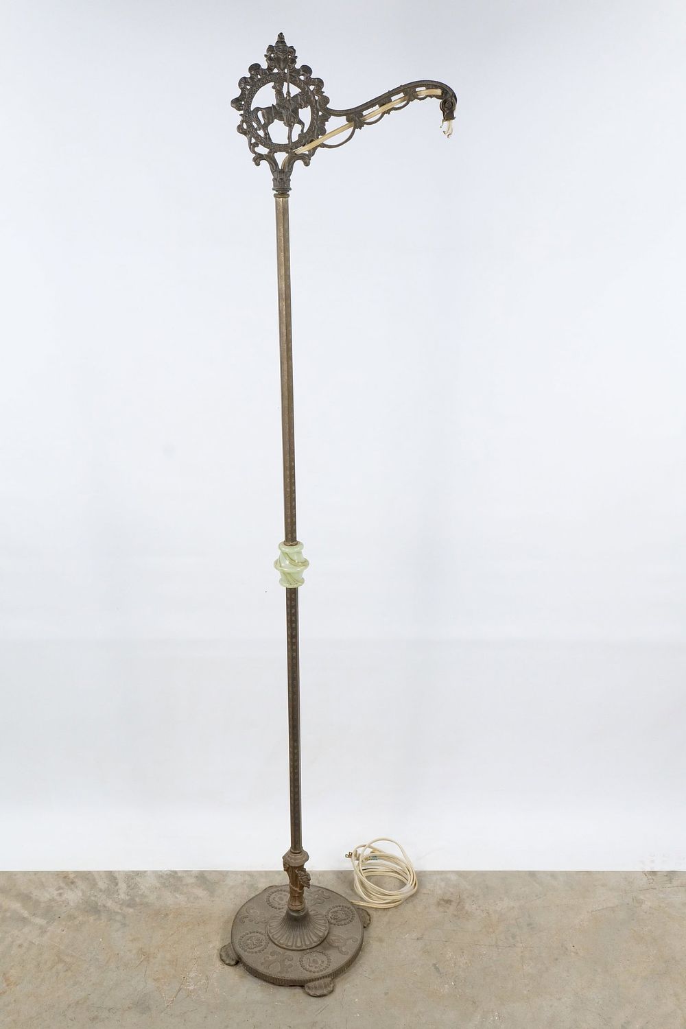 Lot 224: Antique Art Deco Uranium Glass Bridge Lamp