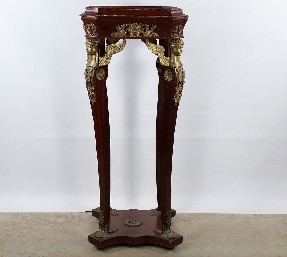 Lot 230: Ornate French Empire Style Pedestal Stand - Sphinx & Ormolu Mounts