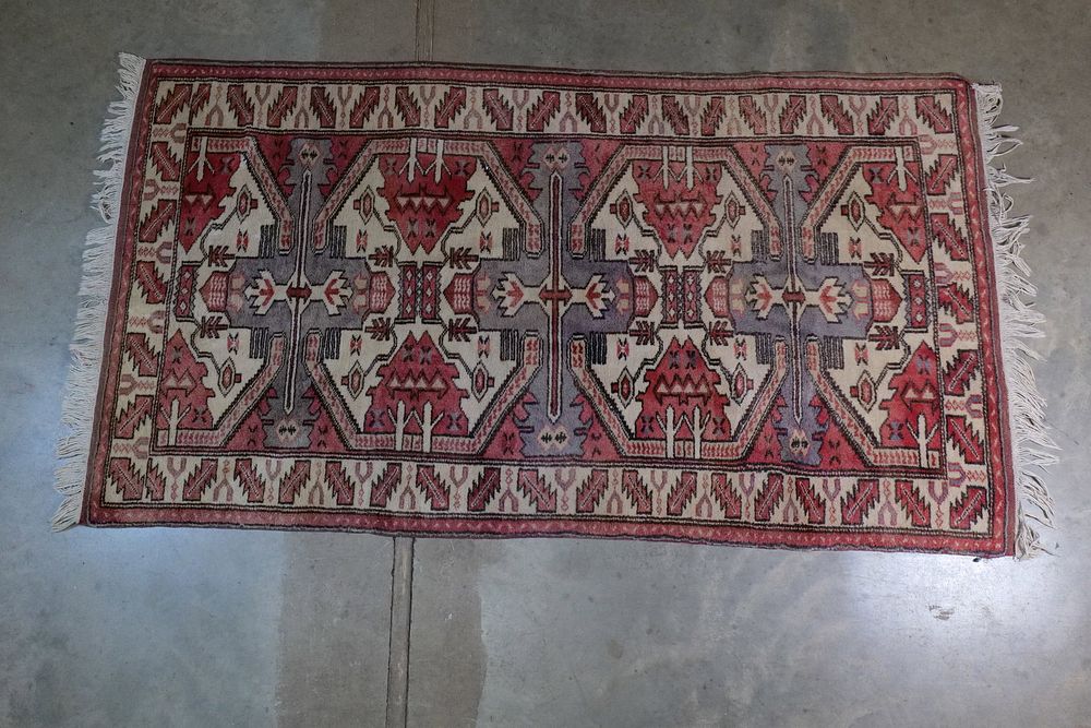 Lot 236: Vintage Hand-Knotted Tribal Runner