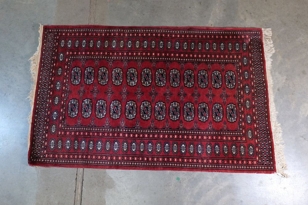 Lot 237: Vintage Hand-Knotted Bukhara Wool Runner