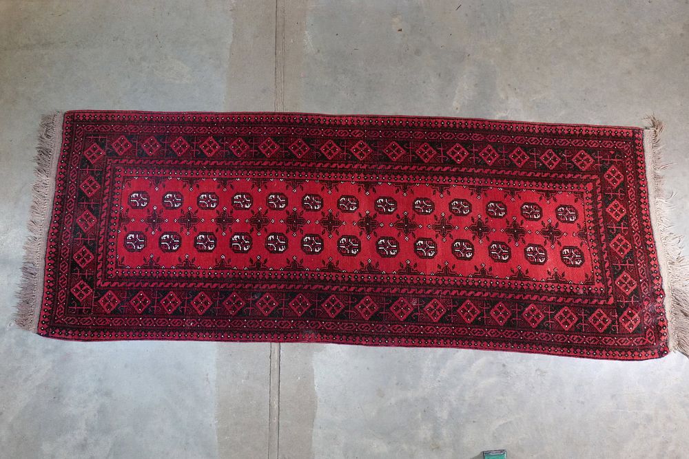 Lot 239: Vintage Hand-Knotted Bokhara Wool Runner