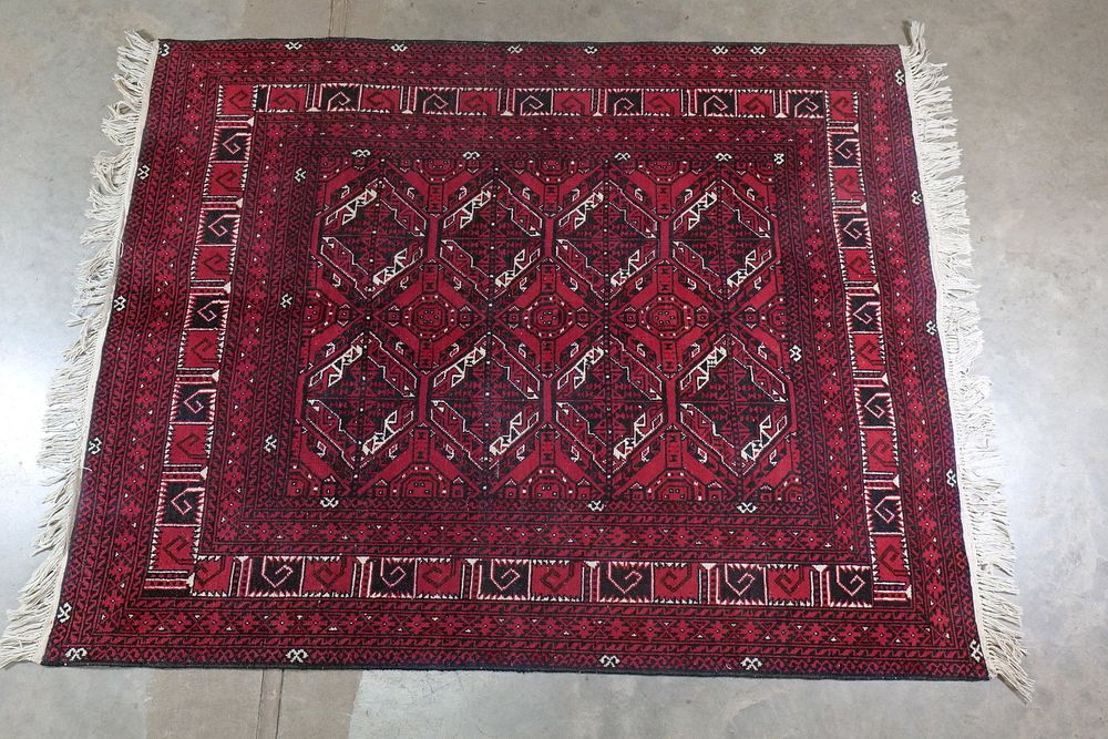 Lot 241: Vintage Hand-Knotted Bashiri Tribal Rug - Pakistani Wool Area Rug