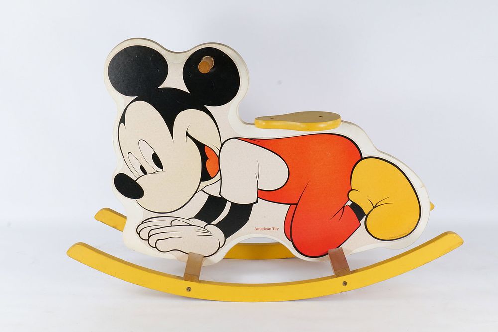 Lot 296: Vintage 1980's Mickey Mouse Wooden Rocking Horse