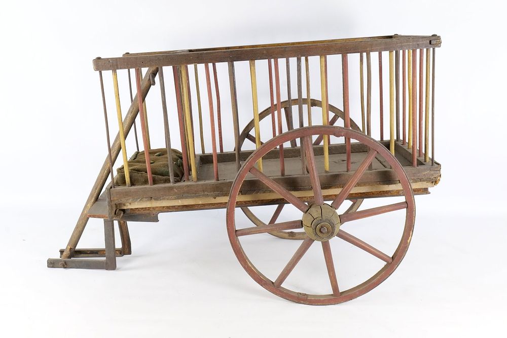 Lot 298: Antique Primitive Wooden Circus Animal Cage Wagon