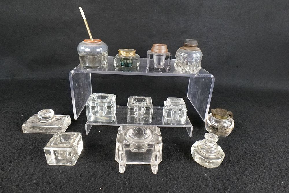 Lot 305: Lot of 12 Antique & Vintage Glass Inkwells