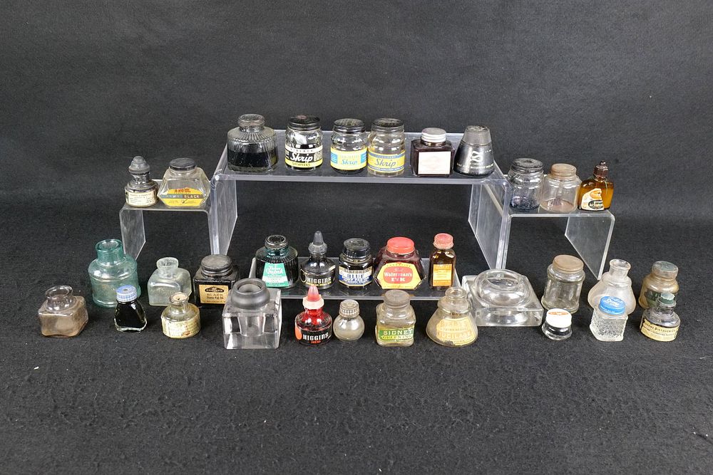 Lot 307: Lot of 30+ Vintage & Antique Ink Bottles and Wells