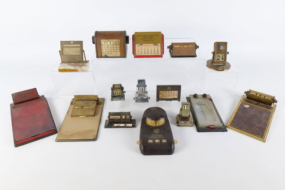 Lot 309: Vintage Desktop Perpetual Calendar & Office Accessory Collection