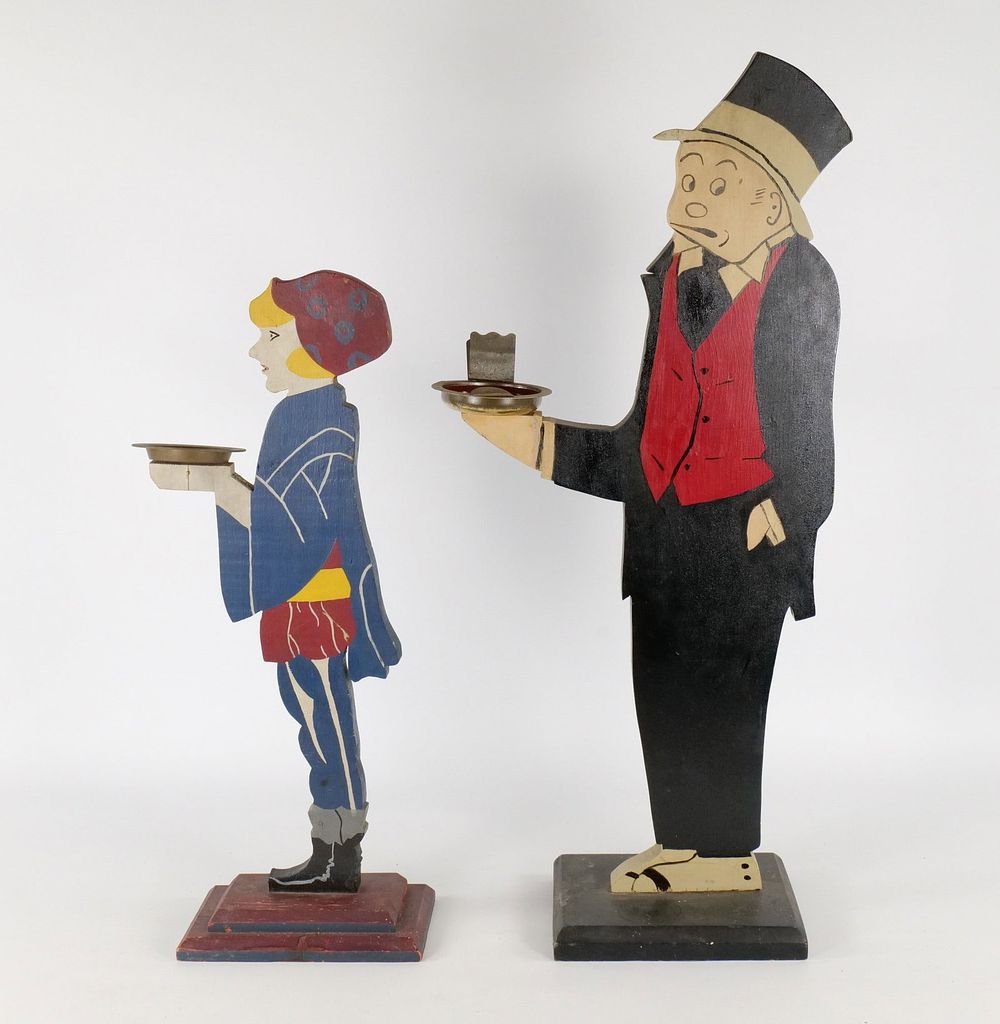 Lot 334: Vintage Pair of Hand-Painted Wooden "Silent Butler" Valet Stands