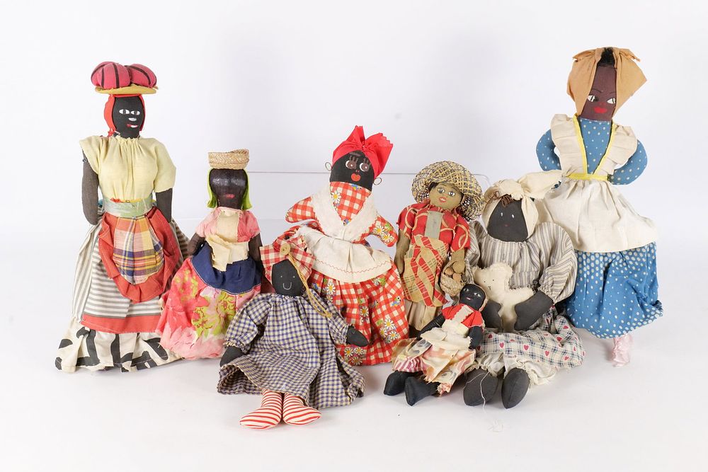 Lot 342: Vintage Collection of Black Americana Folk Art Rag Dolls