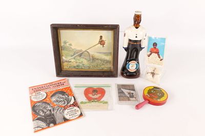 Vintage Black Americana Collection. Including Doorly's Barbados Rum Figural Bottle, "Tip Top 