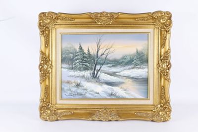 Winter Landscape Oil on Canvas by Sontoro. Oil on Canvas by Sontoro. Depicting a winter scene. 