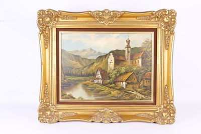 Oil on Canvas by Weiss - European Landscape Scene. Oil on Canvas by Weiss. Depicting a European 