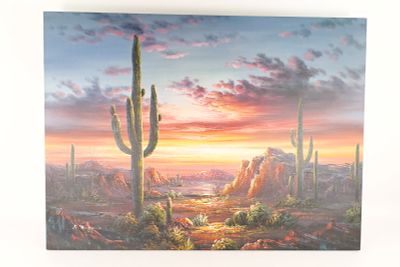 Original Oil on Canvas by B. Duggan - Arizona Desert Sunset. Original Oil on Canvas by B. 