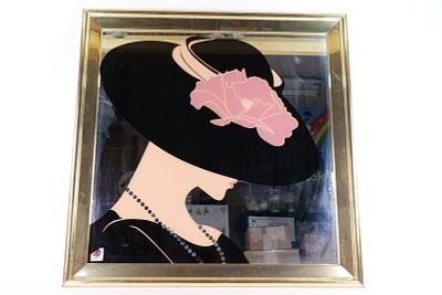 Vintage 80's Art Deco Revival Mirror Art - Sharon Concepts Inc. - Depicting a Sophisticated 