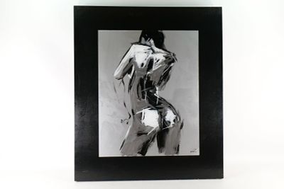 Original Mid-Century Style Abstract Expressionist Figurative Painting - Signed. Appears to be 