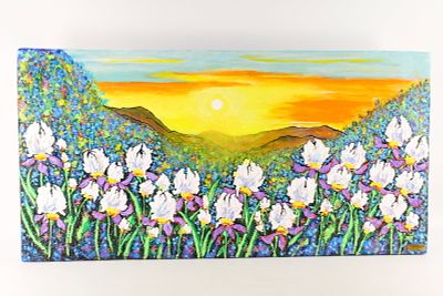 Ruffino Lubis NYC Original Mixed Media Textured Painting - Flowers. Ruffino Lubis NYC Original 