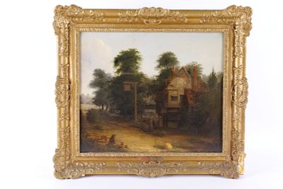 19th Century Oil on Canvas by T.P. Frere - Cottage. 19th Century Oil on Canvas by T.P. Frere. 