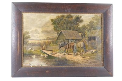 19th Century Oil on Canvas by Etty Horton - Victorian Pastoral. 19th Century Oil on Canvas by 