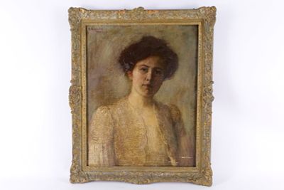 Antique Oil on Canvas - Belle Epoque Portrait. Antique Oil on Canvas. Belle Epoque Painting of 