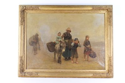 19th Century Oil on Canvas by Robert McGregor (1848-1922). Depicting a Family walking on the 