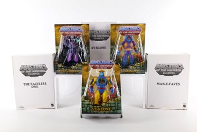 Lot of 3 Masters of the Universe Classics Action Figures. MOTU. Including Man-E-Faces, Sy-Klone 