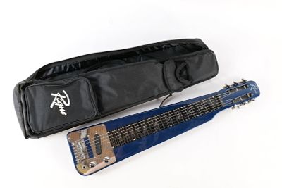 Rogue RLS1MBL 6-String Electric Lap Steel Guitar - Metallic Blue with Bag and Legs. Model 