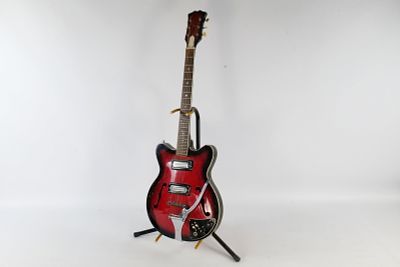 Vintage 1960's Hollow Body Red Sunburst Electric Guitar. Made in Japan - Teisco/Kawai Era. Body 