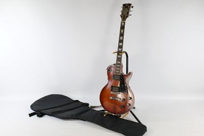 Vintage Hondo II Electric Guitar - Les Paul Custom Copy - Set Neck - Tobacco Sunburst. Circa 