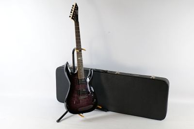 ESP LTD See-Thru Purple Quilt Burst Electric Guitar with Hard Case. Model MH-100QMNT. Serial 