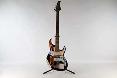 Silvertone Revolver LB11 Electric Bass Guitar - Dark Metallic Blue/Purple. Heavily Stickered. 