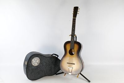 Vintage 1960's Lignatone Parlor Acoustic Guitar. Made in Czechoslovakia. Serial Number: 