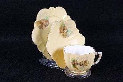 Antique Wileman & Co. (Shelley) Foley China Trio Set - Conway Castle & Llandudno Lighthouse. 