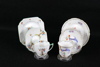 Lot of 2 Shelley Bone China Tea Trios. Including Queen Anne "Crabtree" Pattern #11651 and Doric 