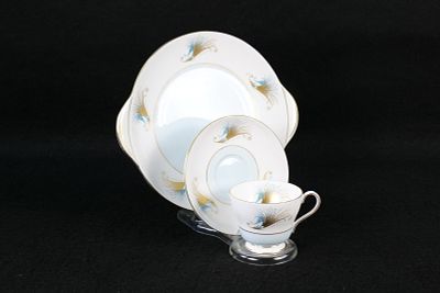 Vintage Shelley "Caribbean" Tea Trio. Including Cup, Saucer and Double Handled Plate. Windsor 