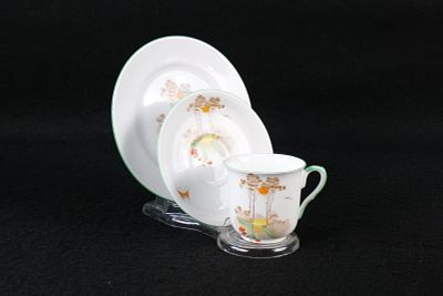 Shelley Bone China Cornfield with Butterflies Tea Trio. Book says Henley Shaped - Looks more 