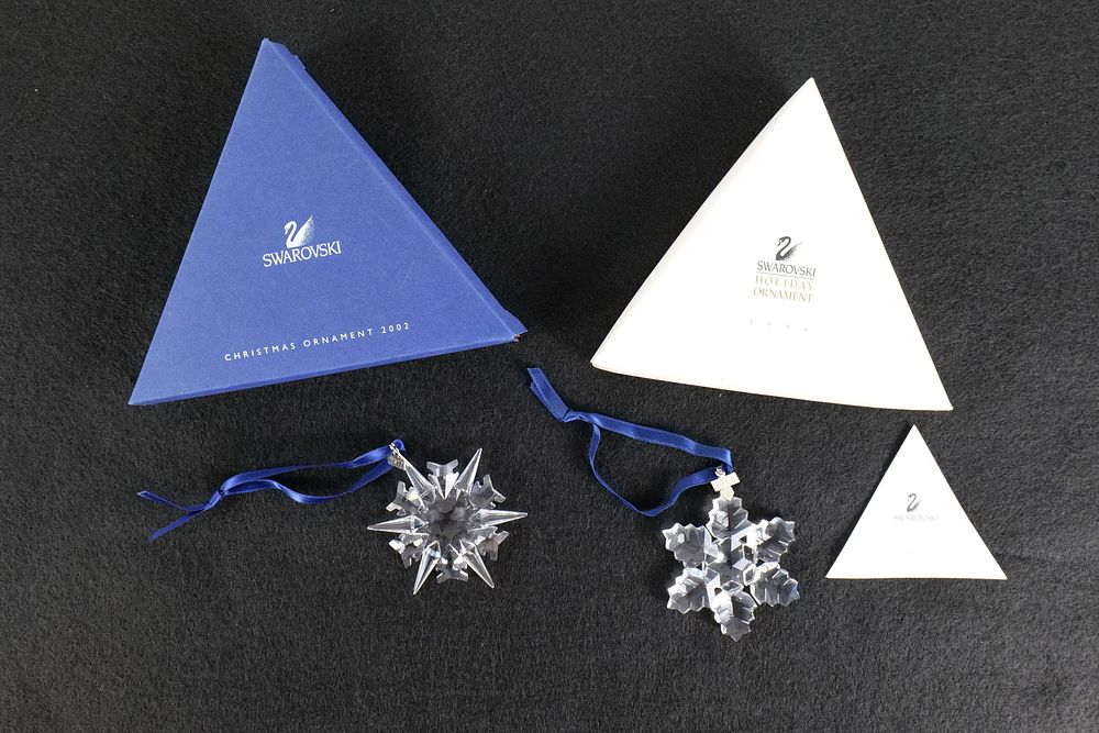Lot 165: Lot of 2 Swarovski Crystal Snowflake Annual Ornament