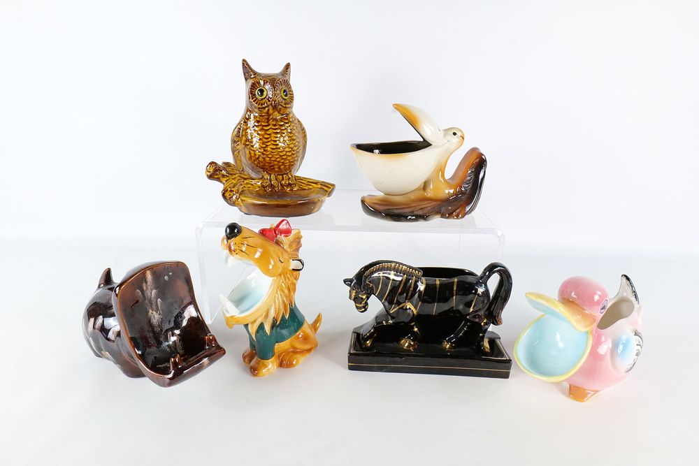 Lot 313: Lot of 6 Ceramic Animal Valet Trays/Trinket Holders/Small Planters
