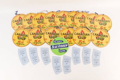 Lot of Cigar Advertising. Including 15 Canadian Club Cigar 5 Cent Round Advertising Signs 