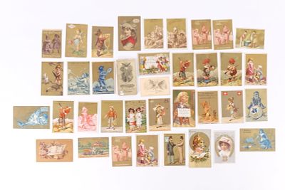 Lot of Early Ephemera. Including Victorian Trade Cards and Notebook. Some discoloration and 