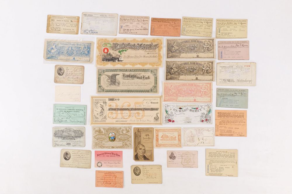Lot 160: Lot of Bank of Merit, Good Fortune and Reward Cards/Notes