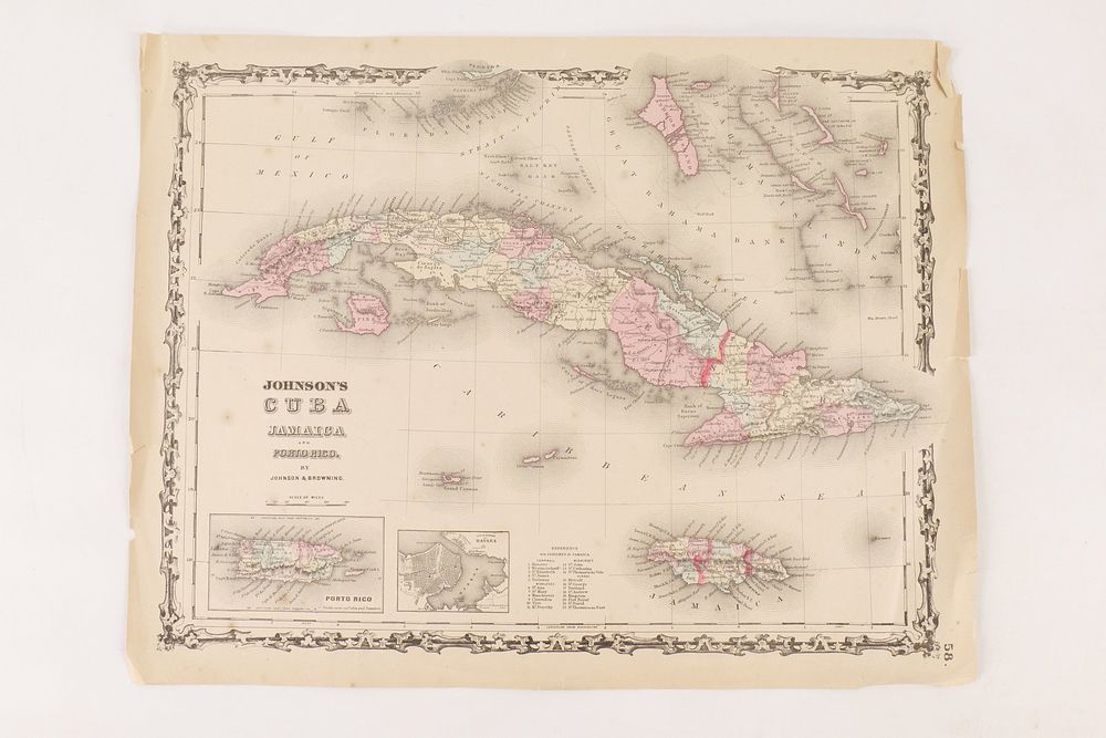 Lot 179: Johnson's Cuba, Jamacia, and Purto Rico Map