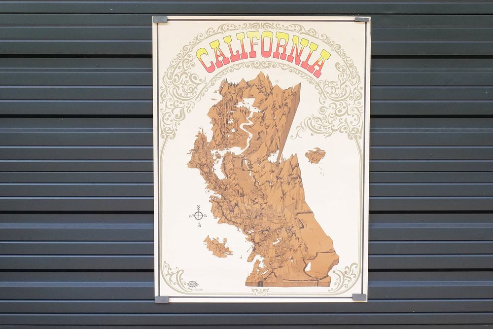 Lot 252: 1968 David Schiller Pop Art Topography Map Art of California