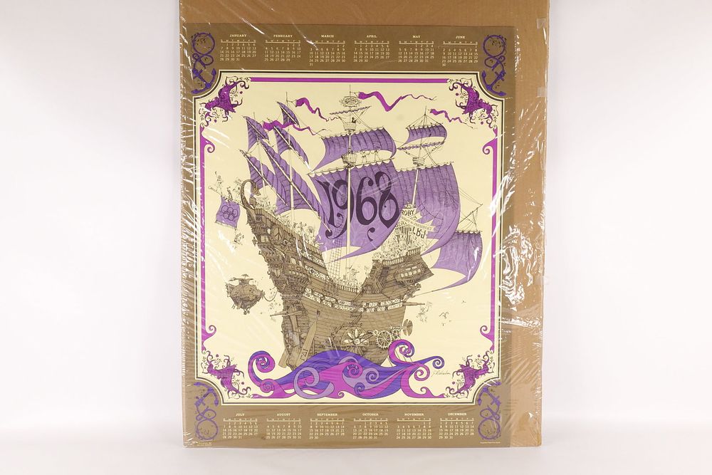 Lot 255: 1968 Dave Schiller J. Michaelson Tall Ship Purple Calendar
