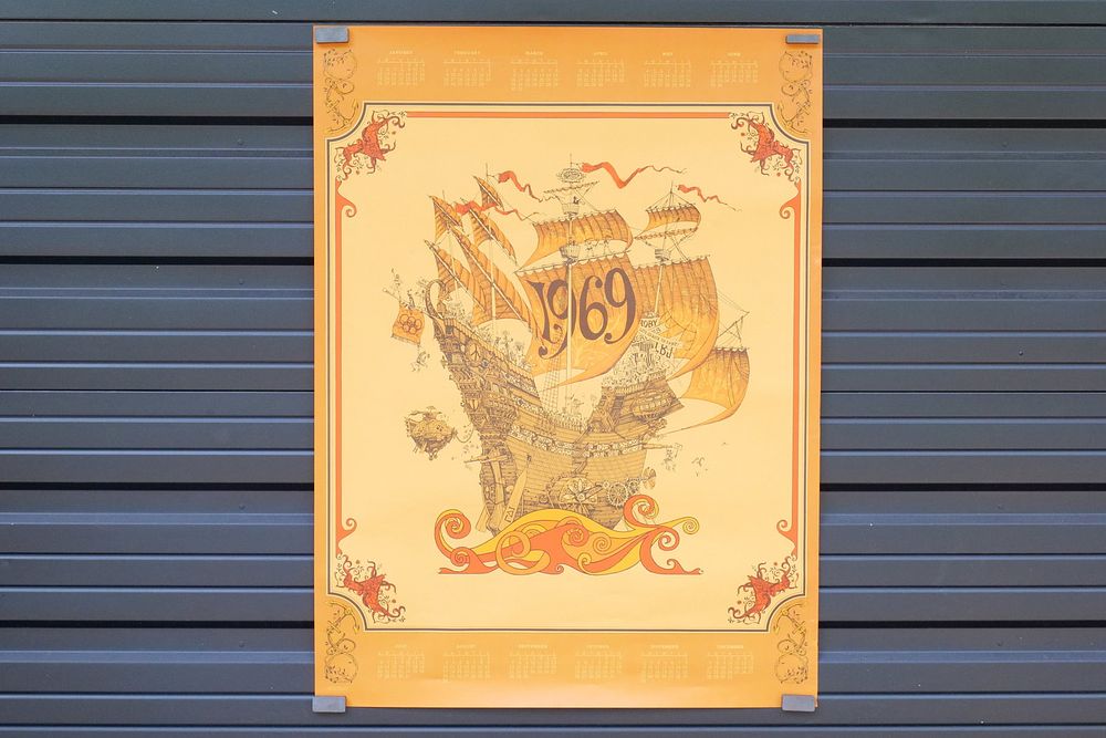 Lot 256: 1969 Dave Schiller J. Michaelson Tall Ship Orange Calendar