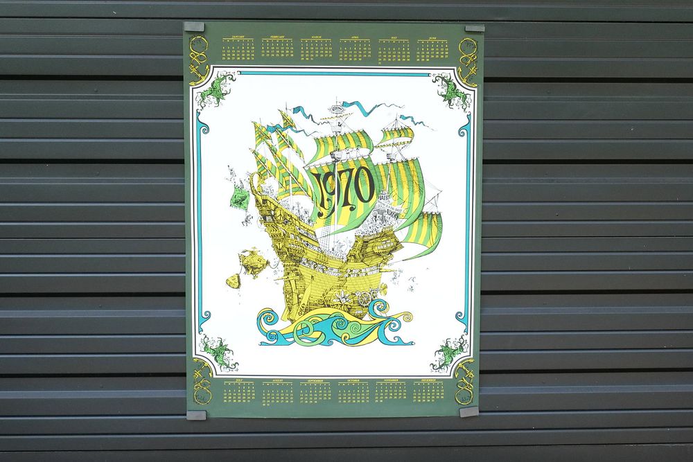 Lot 257: 1970 Dave Schiller J. Michaelson Tall Ship Green Calendar